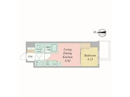 エスリードレジデンス大阪谷町ザ・マークス(1LDK/2階)の間取り写真