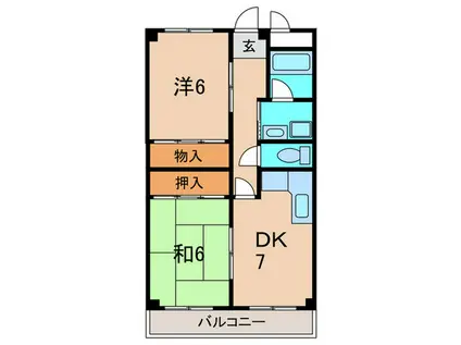 エスポワールコナカビル(2DK/4階)の間取り写真
