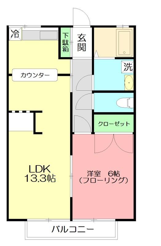 第3メゾンサンシャイン(1LDK/2階)の間取り写真