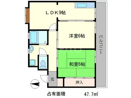 ウエストハイツ(2LDK/1階)の間取り写真
