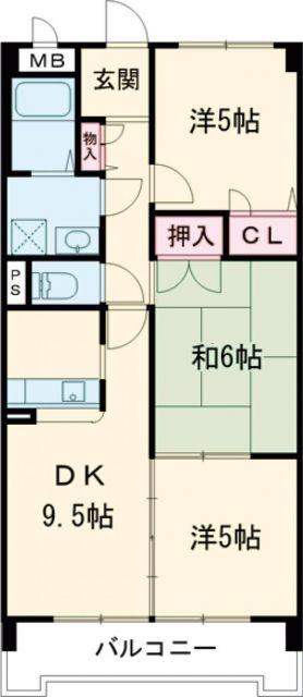 エポック篭山(3DK/2階)の間取り写真