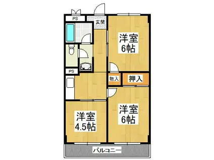 椋本マンション(3DK/3階)の間取り写真