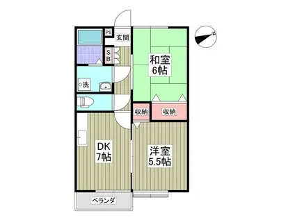 ハイム・グランドゥールA(2DK/1階)の間取り写真