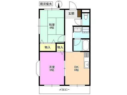 ハーモニーT&S(2DK/1階)の間取り写真