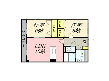 ドムールTSI(2LDK/3階)の間取り写真