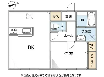 Kクレイン湘南(1LDK/2階)の間取り写真