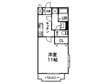 カサポジート(1K/1階)の間取り写真