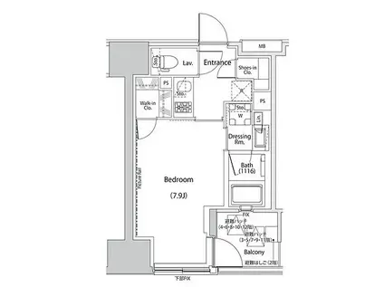 ザ・パークハビオ人形町レジデンス(1K/6階)の間取り写真