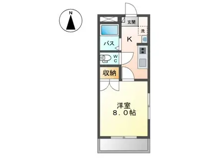 エバーレジデンスA棟(1K/2階)の間取り写真