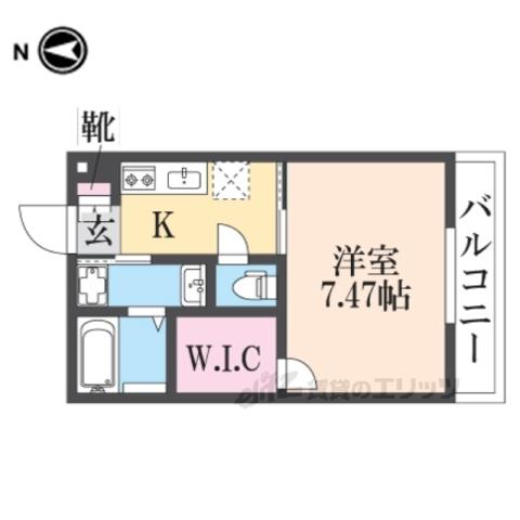 K S RESIDENCE瓢箪山(1K/2階)の間取り写真