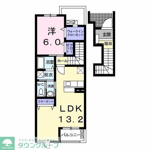 アンソレイユミール(1LDK/2階)の間取り写真