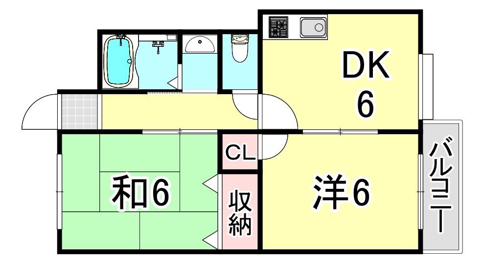 綱崎マンション(2DK/2階)の間取り写真