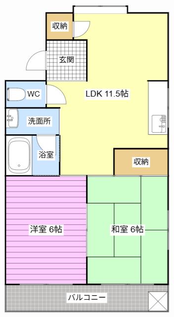 沢乃杜レジデンス(2LDK/2階)の間取り写真
