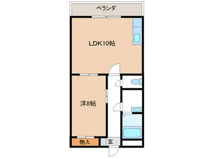 サンハイツ山田II(1LDK/2階)の間取り写真