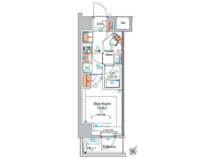 エストゥルース横浜蒔田 601(1K/6階)の間取り写真