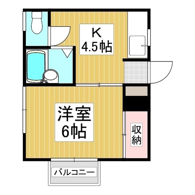 メープル大友(1DK/2階)の間取り写真