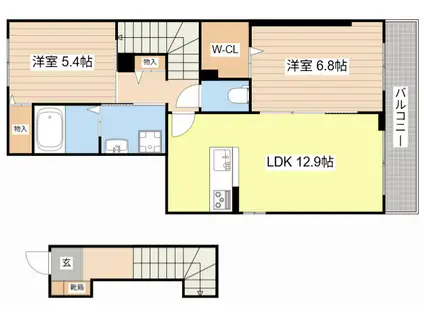 サン ビレッジ(2LDK/2階)の間取り写真