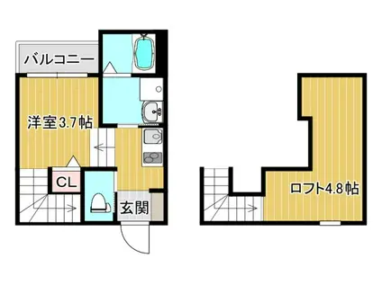 MODERN PALAZZO 須屋BALM(1K/1階)の間取り写真