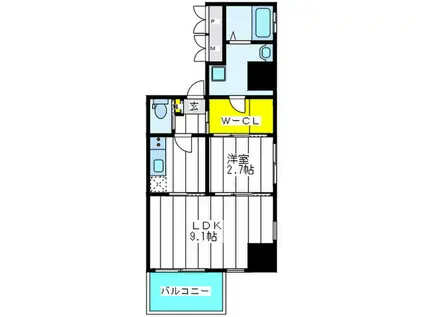 TRUSTMAN HORIE(1LDK/4階)の間取り写真