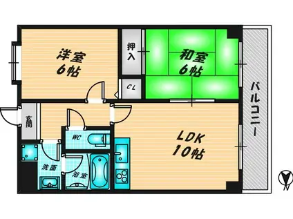 ルディシアコート(2LDK/6階)の間取り写真