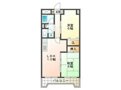 エトアール津(2LDK/1階)の間取り写真