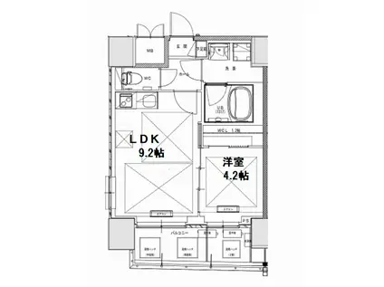 ノルデンタワー南森町プレミアム(1LDK/9階)の間取り写真