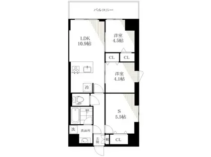 東京マンション(2SLDK/2階)の間取り写真