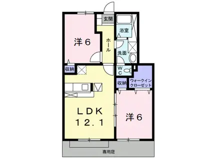 ソレアード・パレII(2LDK/1階)の間取り写真
