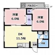 オリーブコート東川口A(2DK/1階)の間取り写真