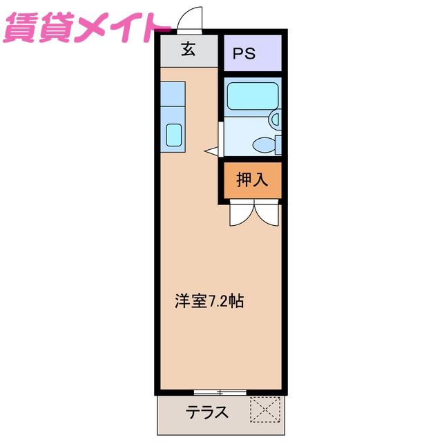 トマトハイツ(ワンルーム/1階)の間取り写真