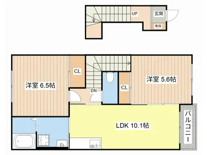 CASA RAFFINATO B棟(2LDK/2階)の間取り写真