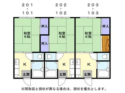 ファミールハイツ(1K/2階)の間取り写真