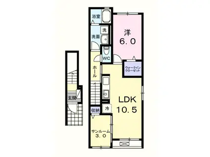 ＪＲ五日市線 秋川駅 徒歩10分 2階建 築1年(1LDK/2階)の間取り写真