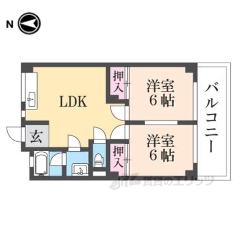 ロイヤルハイツ 橿原(2DK/2階)の間取り写真