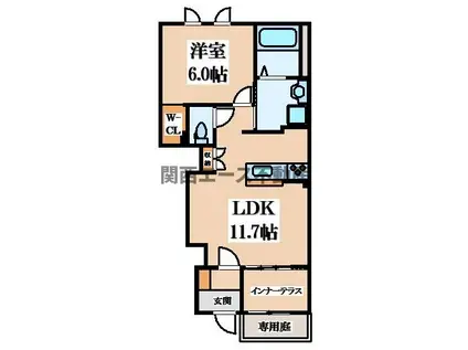 メゾン・ド・ヴェルデ若江(1LDK/1階)の間取り写真