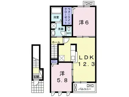CAPITALE I(2LDK/2階)の間取り写真