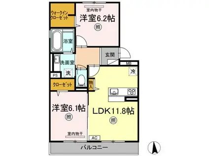 GLORIOS K305(2LDK/3階)の間取り写真