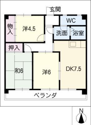 レジデンス大井手(3DK/1階)の間取り写真