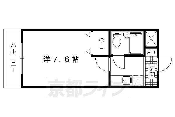 ルミエール末広(1K/4階)の間取り写真