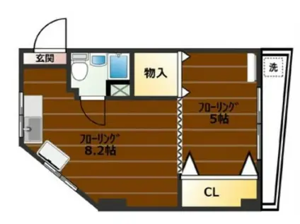 六本木マンション(1DK/5階)の間取り写真