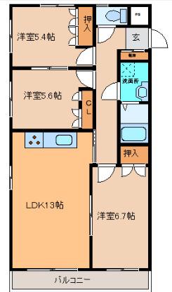 サルイオビヒロ(3LDK/5階)の間取り写真