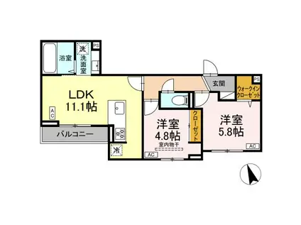 シェーンブルーメ横浜(2LDK/2階)の間取り写真