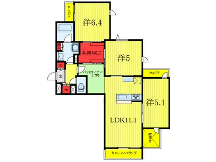 ヴァンドール志村(3LDK/2階)の間取り写真