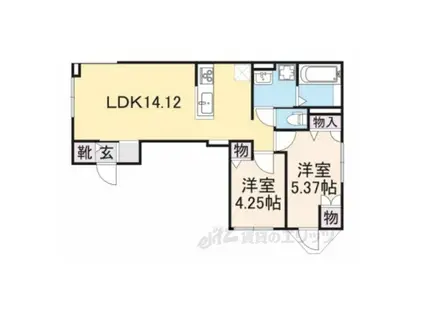 ベルリード桂(2LDK/1階)の間取り写真