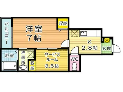エスカーザ(1K/1階)の間取り写真