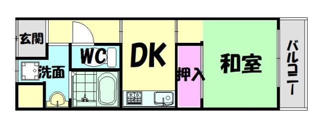 クリーンハイツ・助松(1DK/2階)の間取り写真