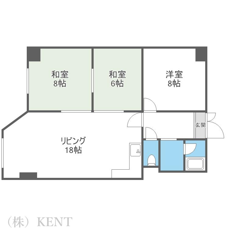 宮の森グランドハイツ(3LDK/6階)の間取り写真