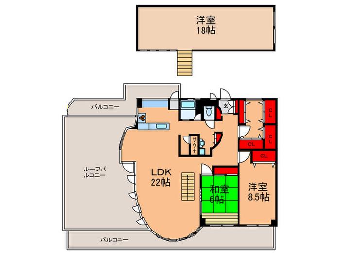 ラシーヌ南田辺(3LDK/5階)の間取り写真