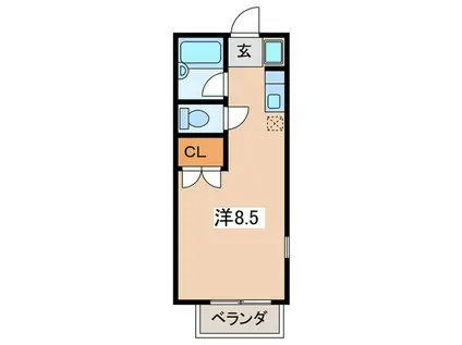 グッディハウス(ワンルーム/2階)の間取り写真