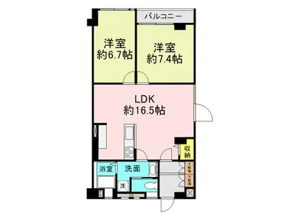 上板橋ハウス(2LDK/6階)の間取り写真